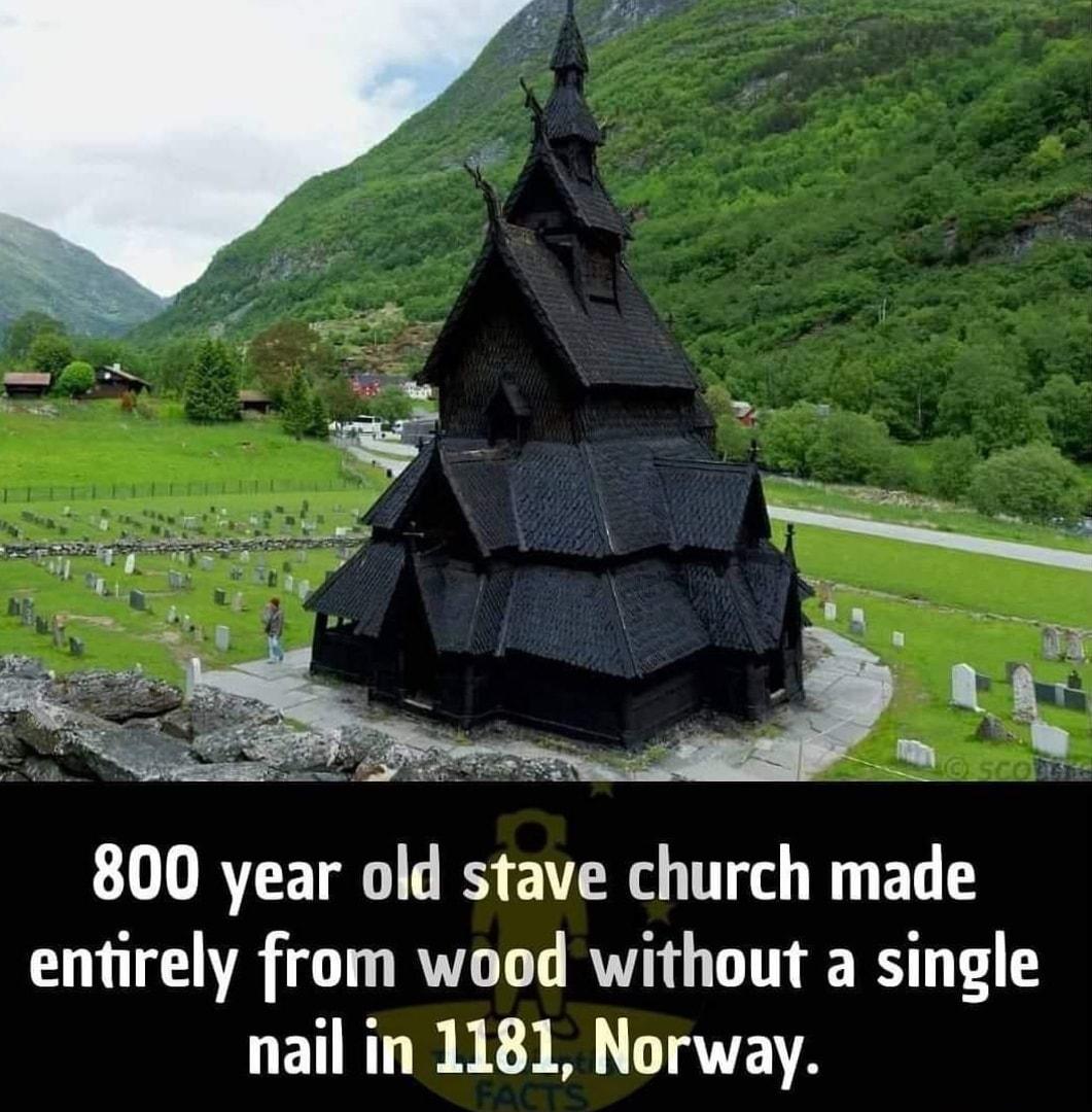 800 year old stave church made entirely from wood without a single nail in 1181 Norway