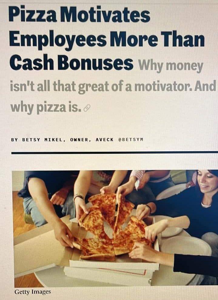 Pizza Motivates Employees More Than CashBonuses