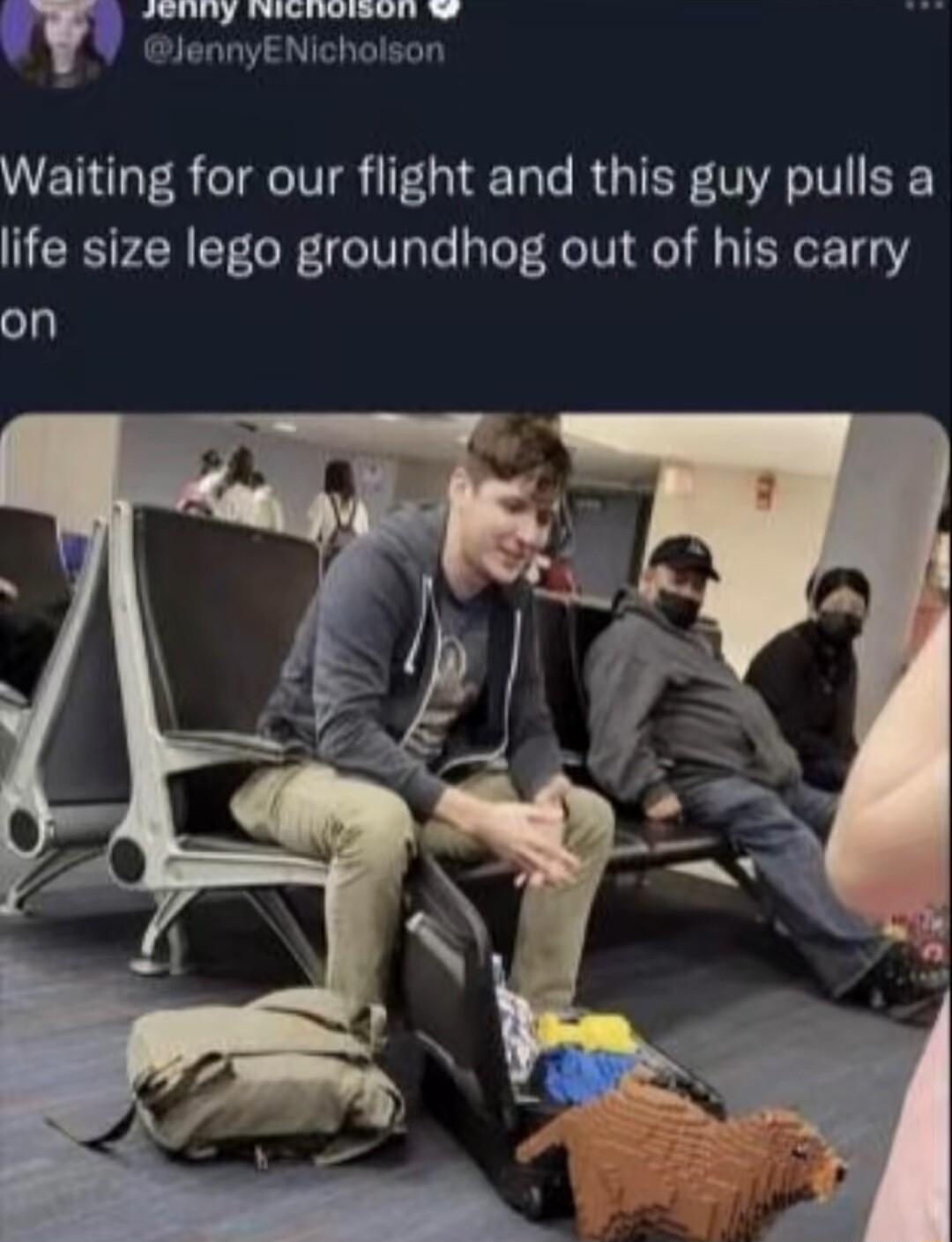 b onia Aottt 4 JennyENicholson UETT R TR TR 0 Tale RGIEF V A IV life size lego groundhog out of his carry on