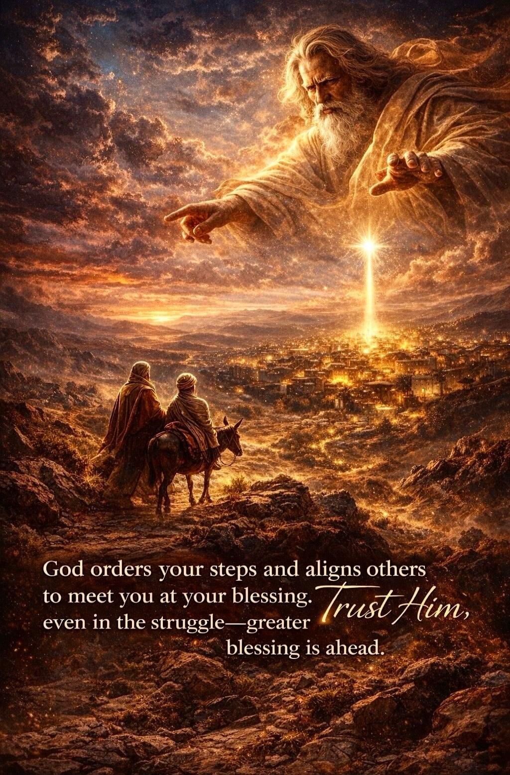 God orders your steps and aligns others to meet you at your blessing. Trust Him, even in the struggle—greater blessing is ahead.