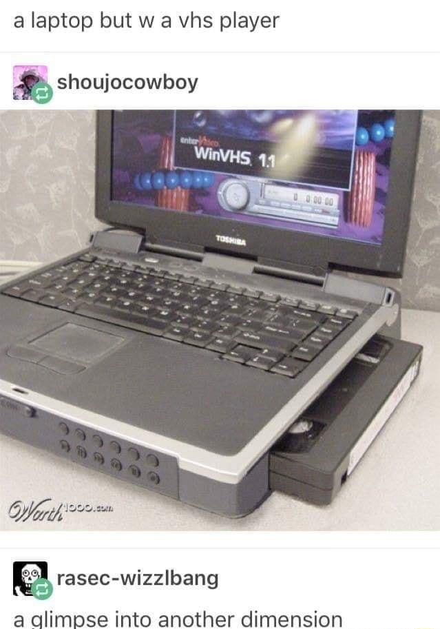 a laptop but w a vhs player ab shoujocowboy rasec wizzlbang a alimpse into another dimension