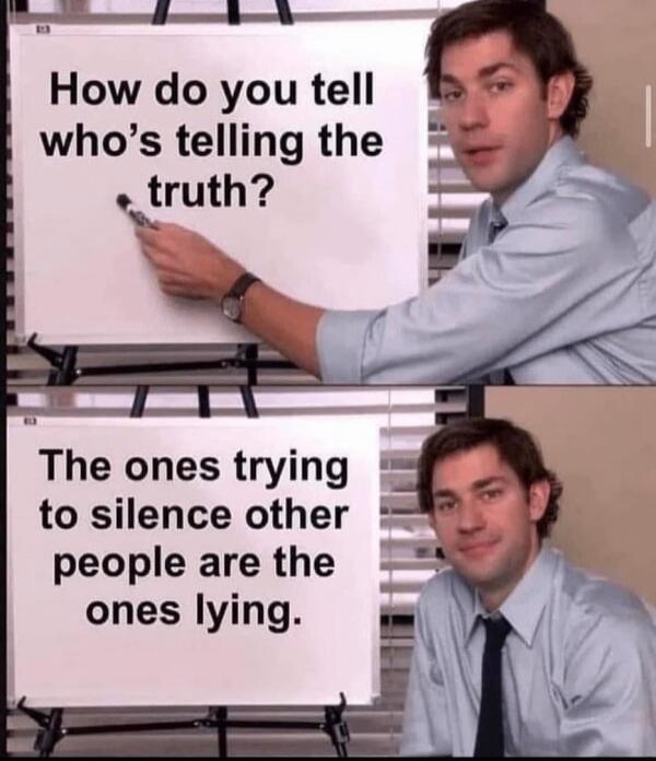 How do you tell who's telling the truth? The ones trying to silence other people are the ones lying.