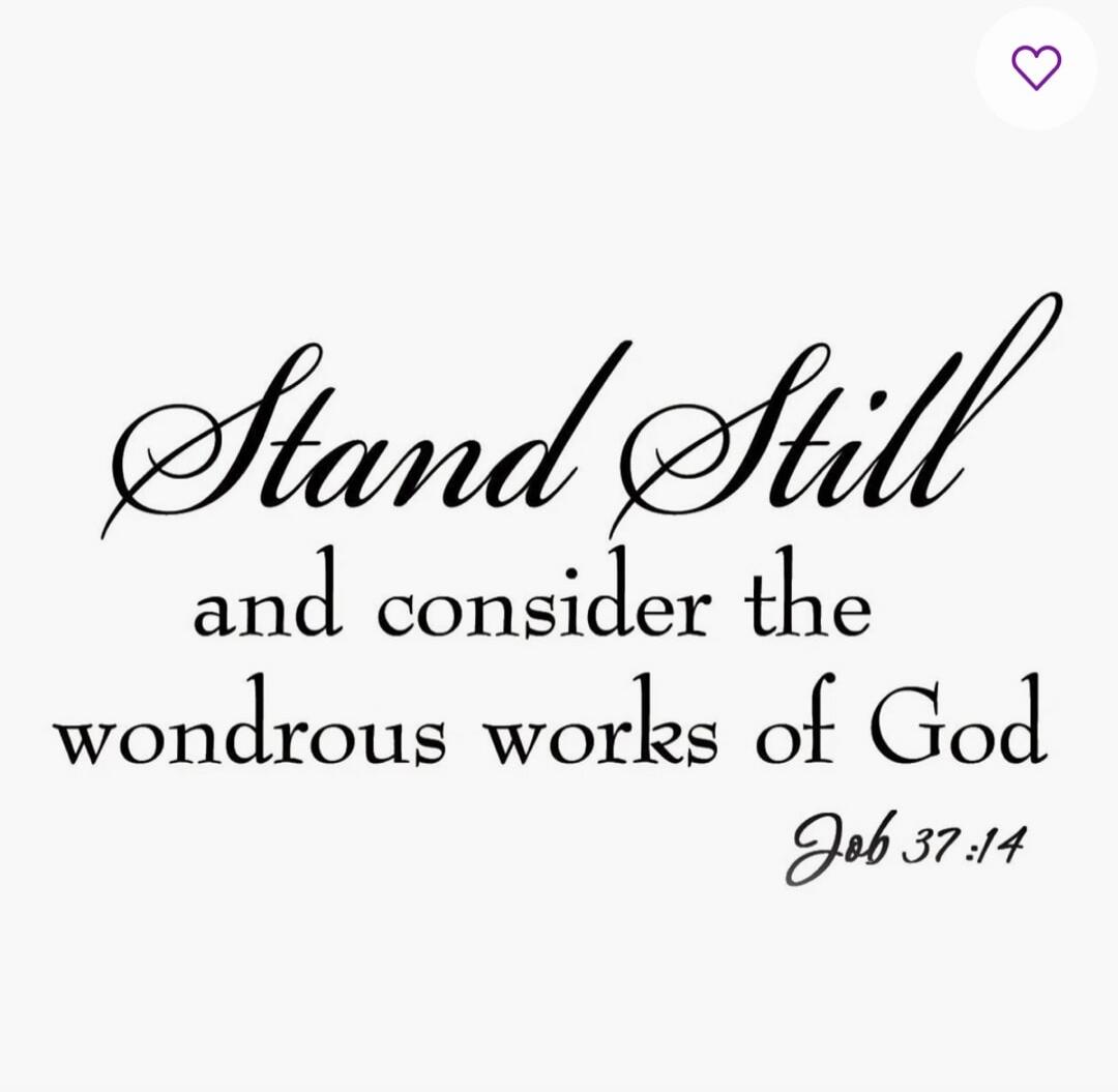 Stand Still and consider the wondrous works of God Job 37:14