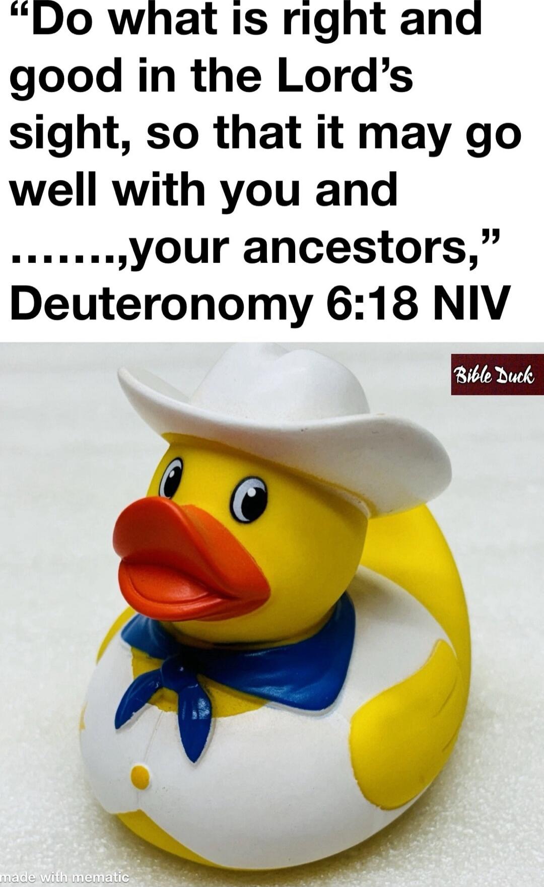 Do what is right and good in the Lord’s sight, so that it may go well with you and ..., your ancestors,” Deuteronomy 6:18 NIV