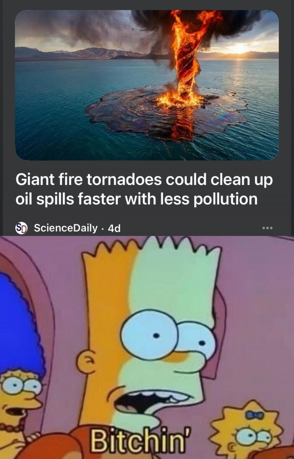 Giant fire tornadoes could clean up oil spills faster with less pollution. Bitchin'.