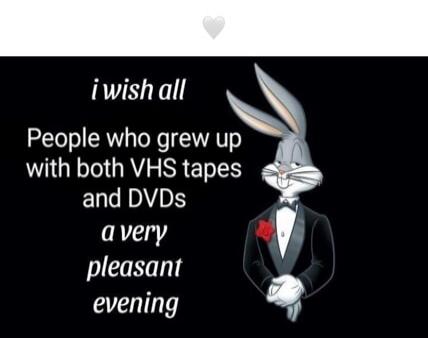 i wish all People who grew up with both VHS tapes and DVDs a very pleasant evening