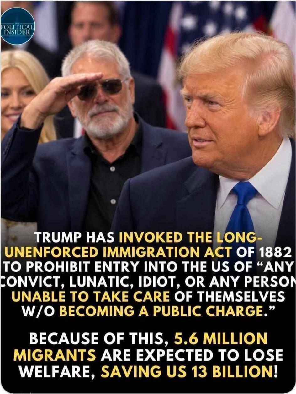 THE POLITICAL INSIDER. TRUMP HAS INVOKED THE LONG-UNENFORCED IMMIGRATION ACT OF 1882 TO PROHIBIT ENTRY INTO THE US OF 