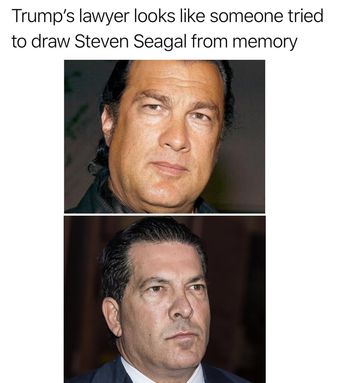 Trumps lawyer looks like someone tried to draw Steven Seagal from memory
