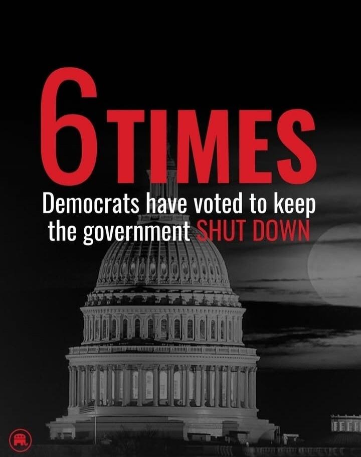 6 TIMES Democrats have voted to keep the government SHUT DOWN