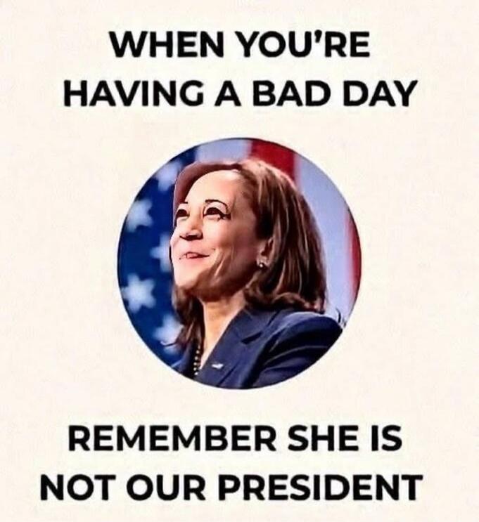 WHEN YOU'RE HAVING A BAD DAY REMEMBER SHE IS NOT OUR PRESIDENT
