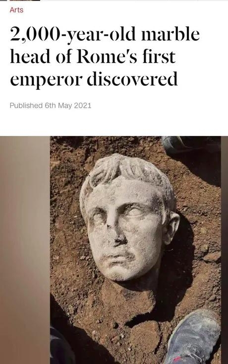 Arts 2000 year old marble head of Romes first emperor discovered
