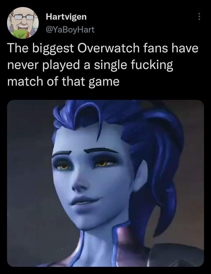 Hartvigen YaBoyHart The biggest Overwatch fans have never played a single fucking match of that game o