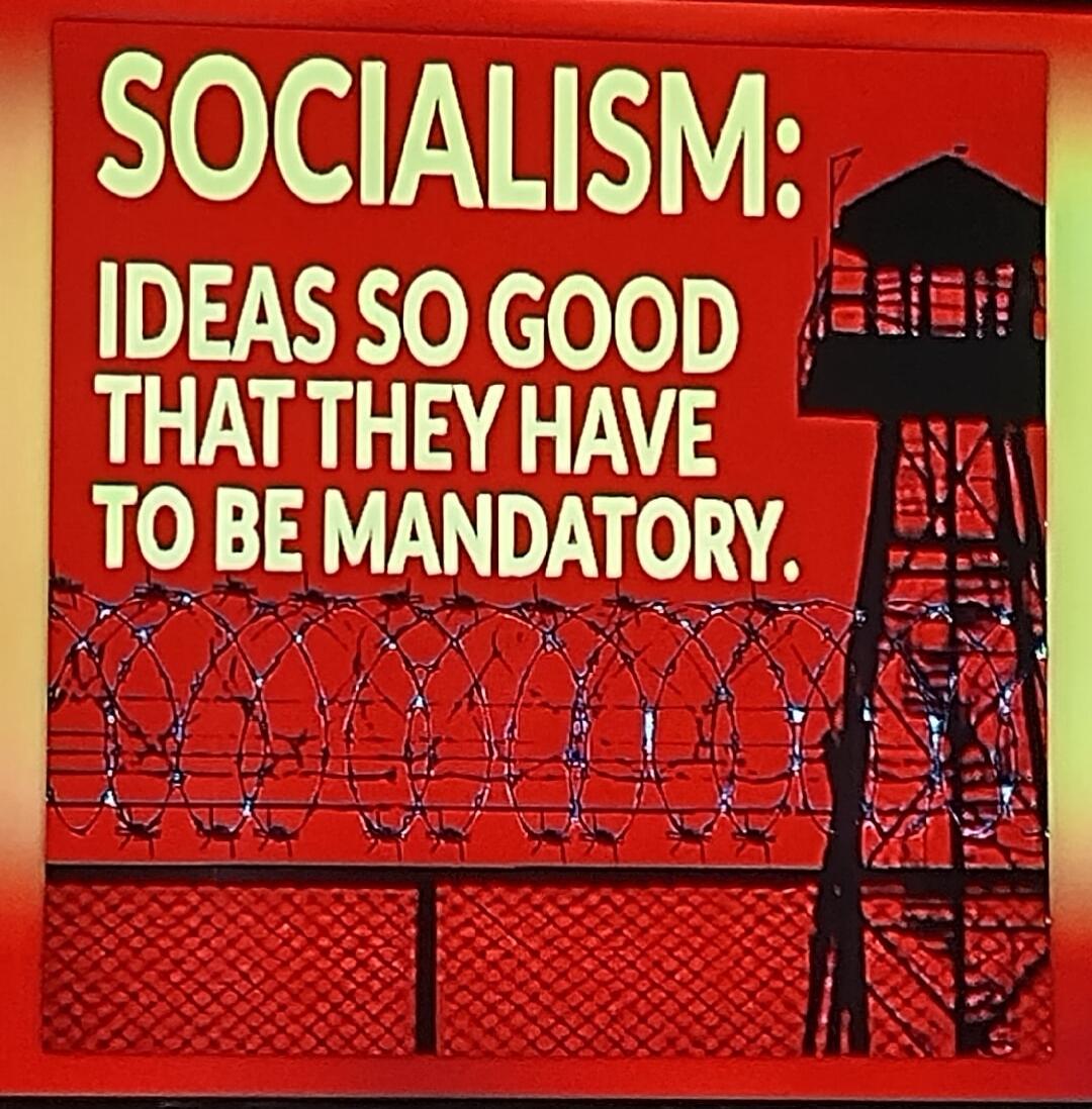 SOCIALISM: IDEAS SO GOOD THAT THEY HAVE TO BE MANDATORY.