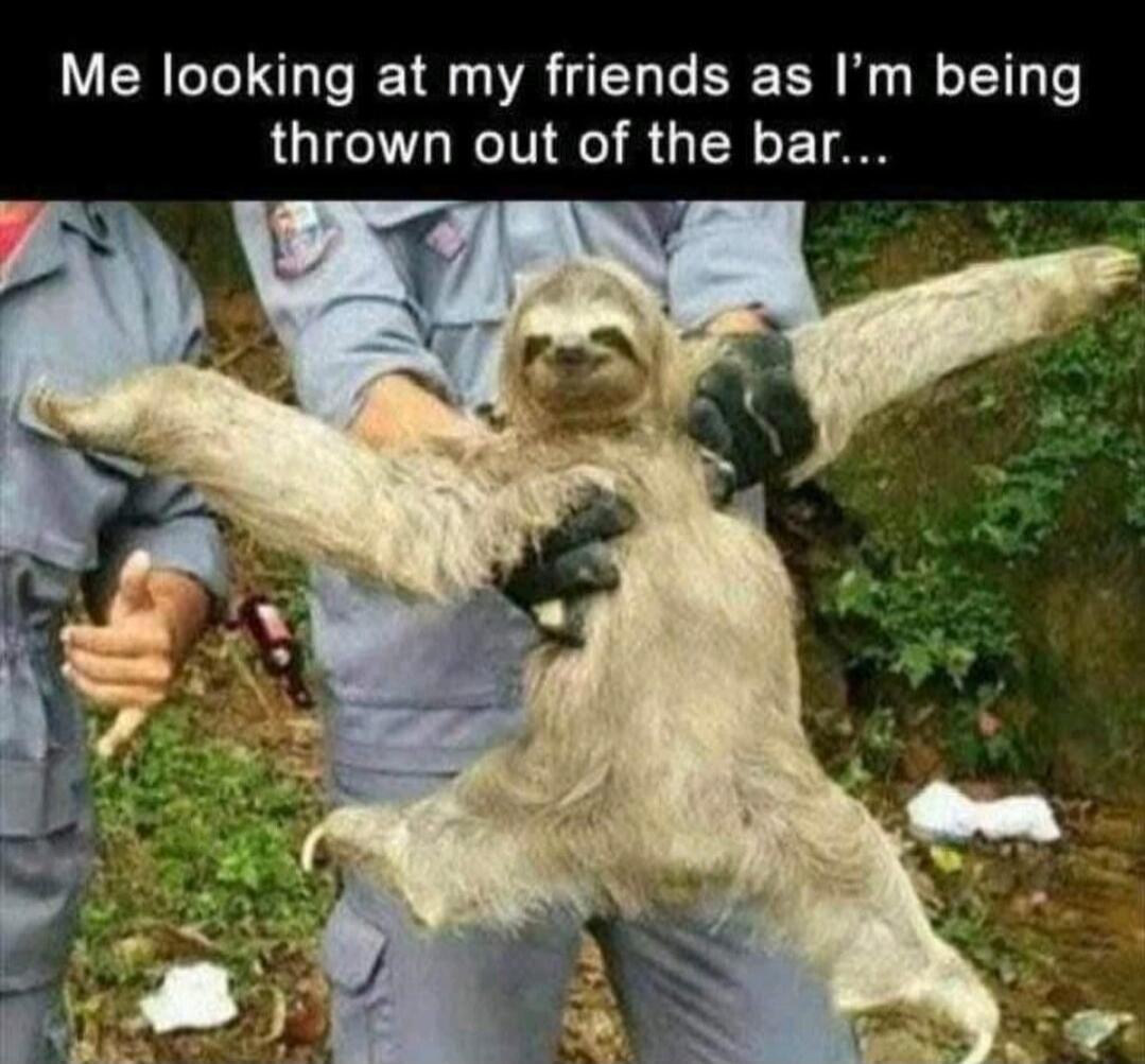 Me looking at my friends as I’m being thrown out of the bar...