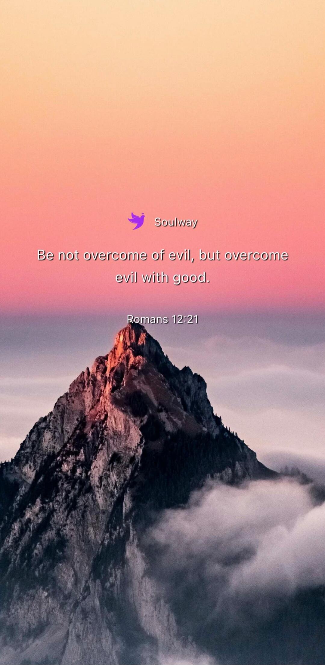Soulway Be not overcome of evil, but overcome evil with good. Romans 12:21