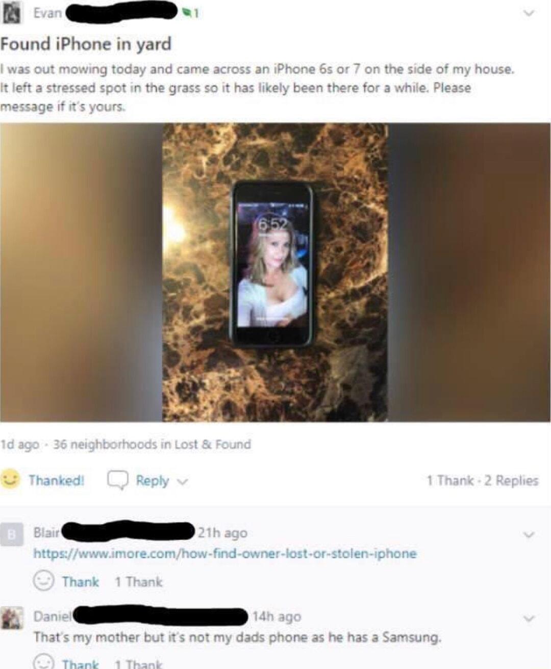 Found iPhone in yard