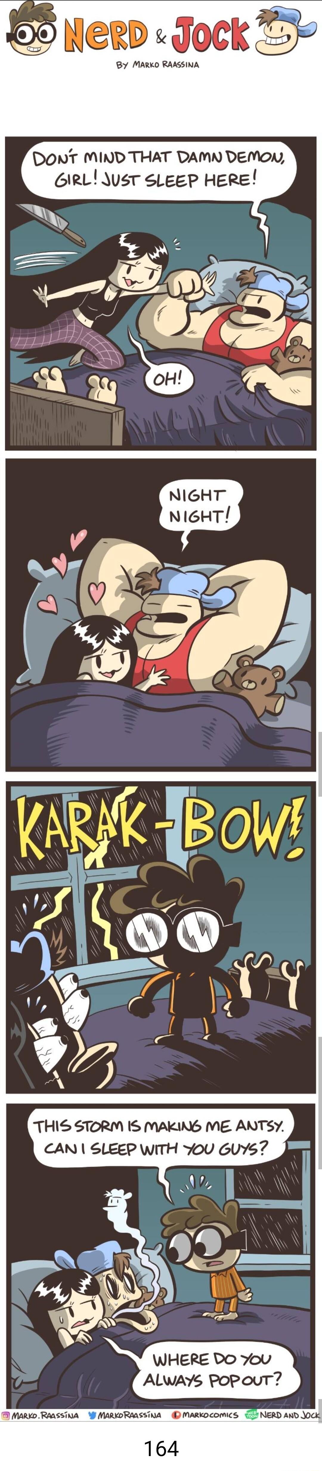 MN DEMOW HeRe THIS STORM IS MAKING ME ANTSY CAN SLEEP WITH YoU 6UY57 et 02 9 Maso RAassinA MARKORASSINA MARKDCOMICS 2 NERD AND JOCK 164