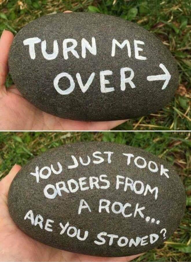 TURN ME OVER
YOU JUST TOOK ORDERS FROM A ROCK... ARE YOU STONED?