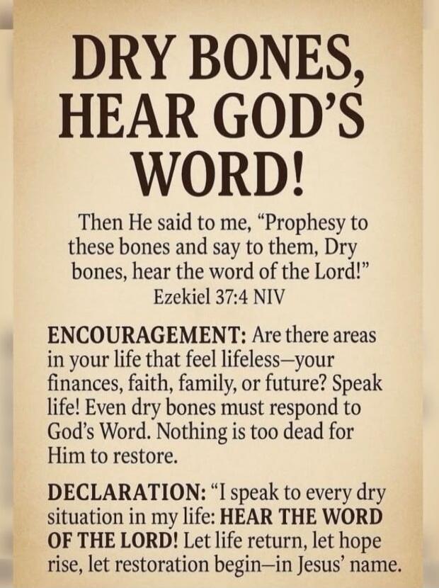 DRY BONES, HEAR GOD'S WORD! Then He said to me, 