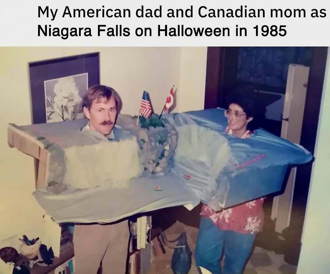 My American dad and Canadian mom as Niagara Falls on Halloween in 1985