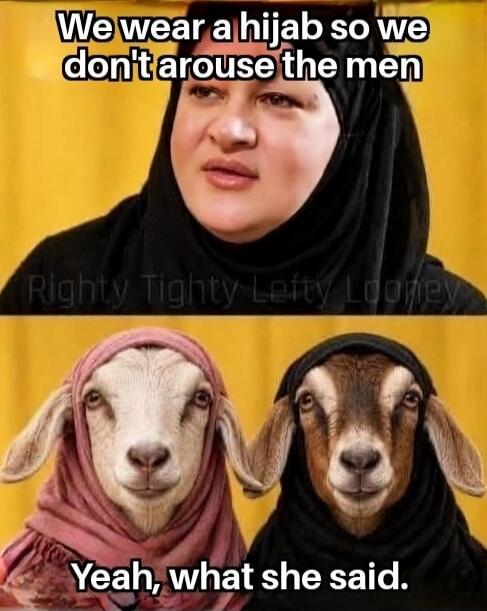 We wear a hijab so we don't arouse the men. Yeah, what she said.