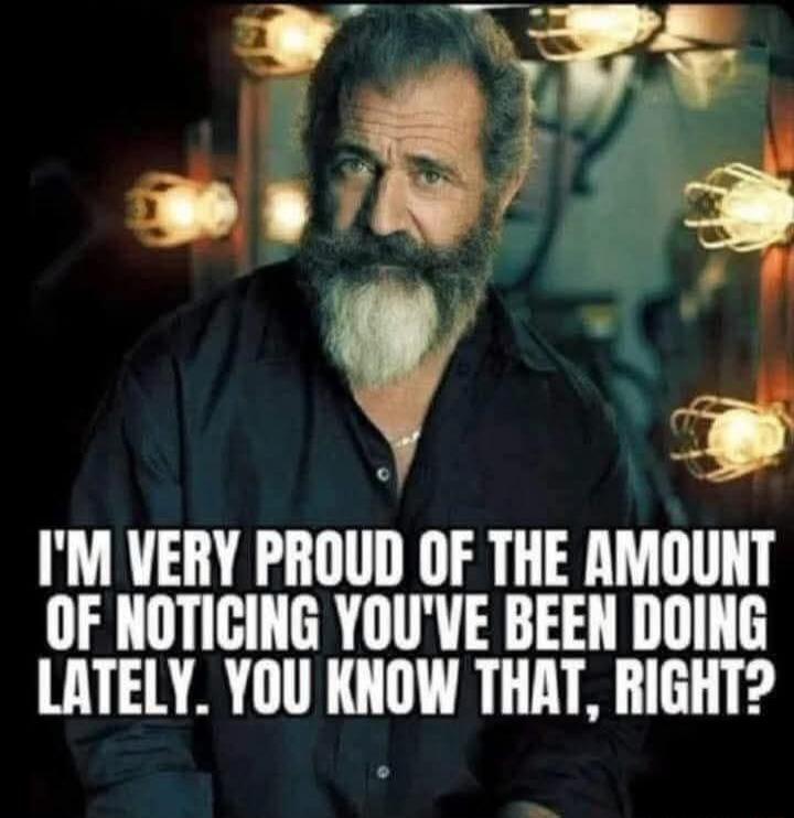 I'M VERY PROUD OF THE AMOUNT OF NOTICING YOU'VE BEEN DOING LATELY. YOU KNOW THAT, RIGHT?