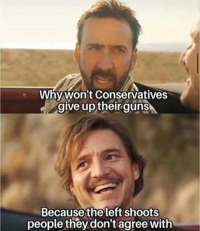 Why won't Conservatives give up their guns Because the left shoots people they don't agree with