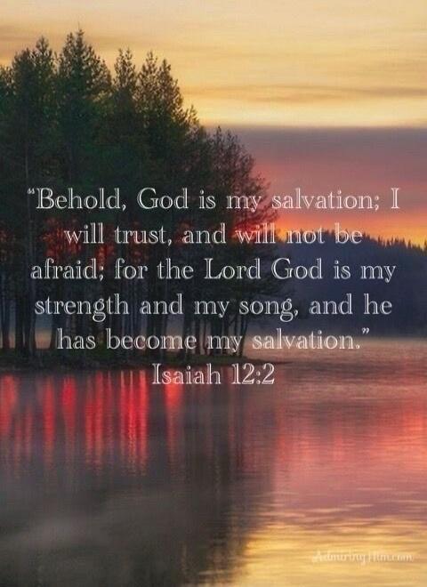 Behold, God is my salvation; I will trust, and will not be afraid; for the Lord God is my strength and my song, and he has become my salvation. Isaiah 12:2