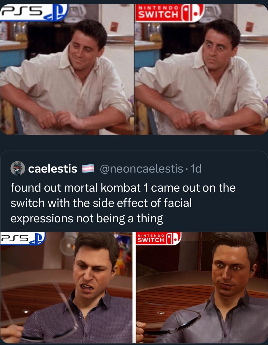 caelestis M neoncaelestis 1d found out mortal kombat 1 came out on the switch with the side effect of facial expressions not being a thing