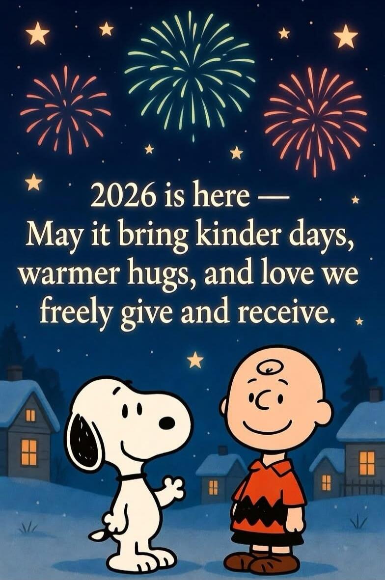 2026 is here — May it bring kinder days, warmer hugs, and love we freely give and receive.