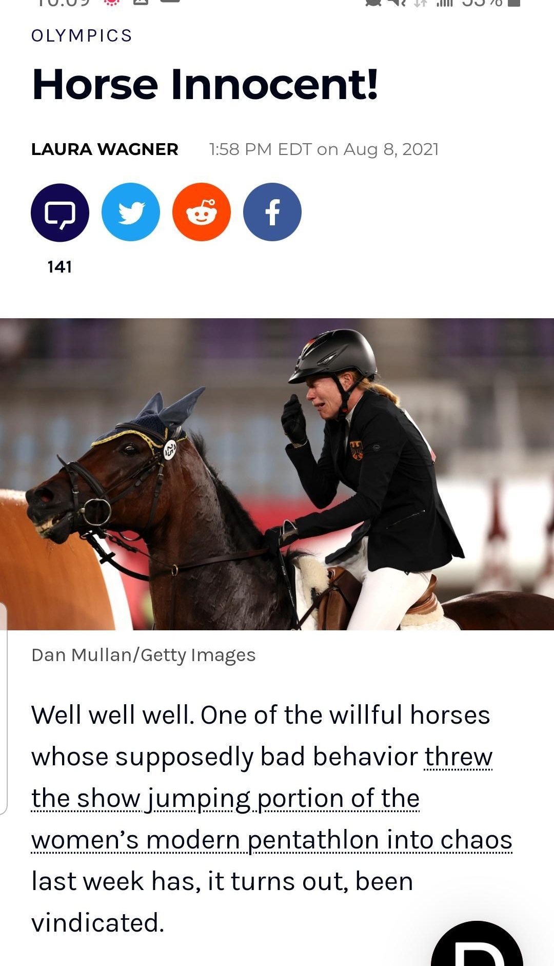 1JVJJ e T o NG aill JIJ U OLYMPICS Horse Innocent LAURA WAGNER 158 PM EDT on Aug 8 2021 141 Dan MullanGetty Images Well well well One of the willful horses last week has it turns out been vindicated h Y