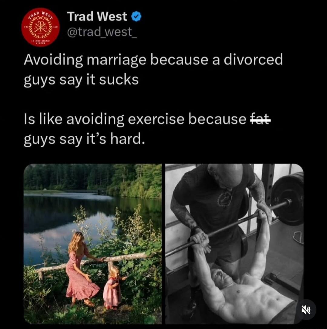 Avoiding marriage because a divorced guys say it sucks

Is like avoiding exercise because fat guys say it’s hard.