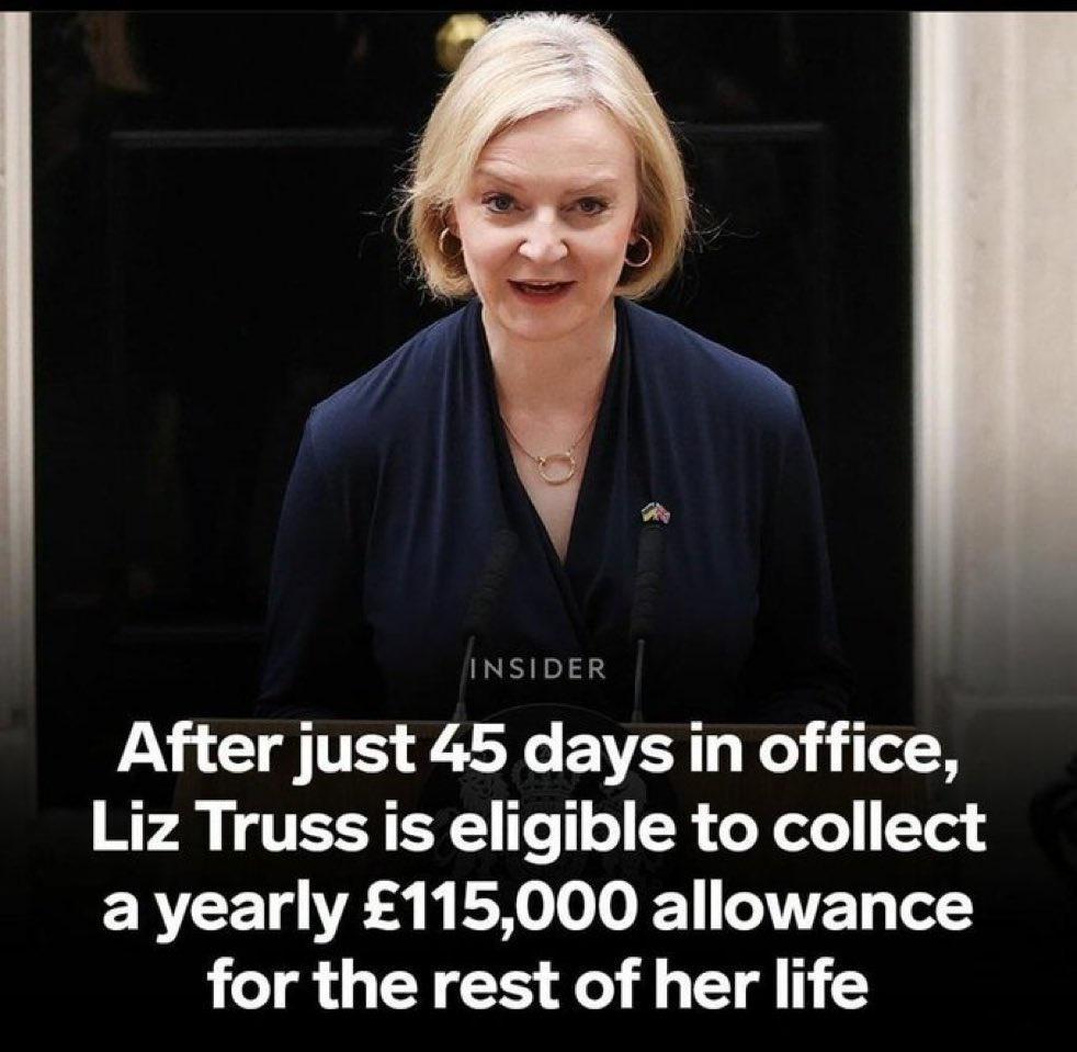 INSIDER After just 45 days in office Liz Truss is eligible to collect ENCELO AN X LTV Te for the rest of her life