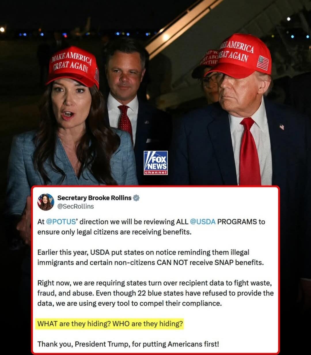 At POTUS' direction we will be reviewing ALL USDA PROGRAMS to ensure only legal citizens are receiving benefits. Earlier this year, USDA put states on notice reminding them illegal immigrants and certain food stamp recipients CAN NOT receive SNAP benefits. Right now, we are requiring states turn over recipient data to fight waste, fraud, and abuse.