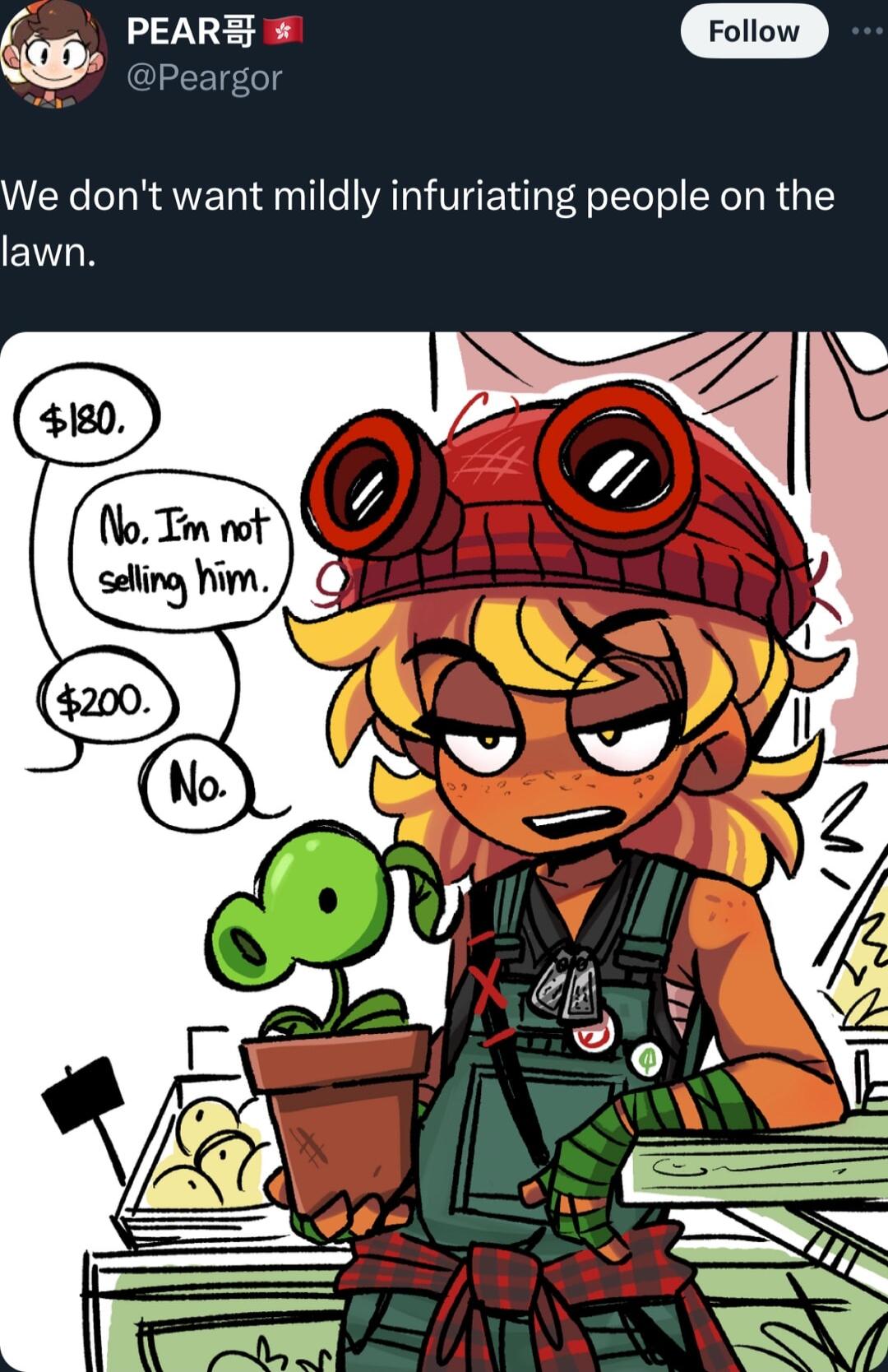 Peargor 6 PEARE Folow We dont want mildly infuriating people on the lawn