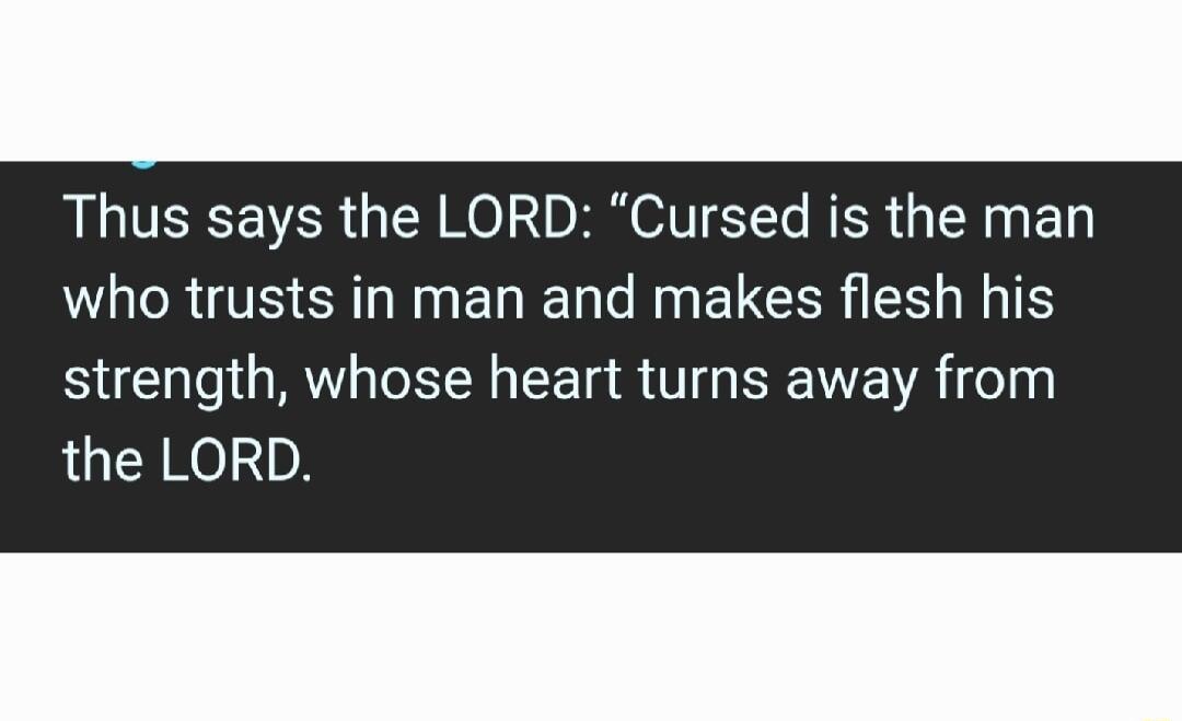 Thus says the LORD Cursed is the man who trusts in man and makes flesh his B R TR T FEVE VR feln the LORD