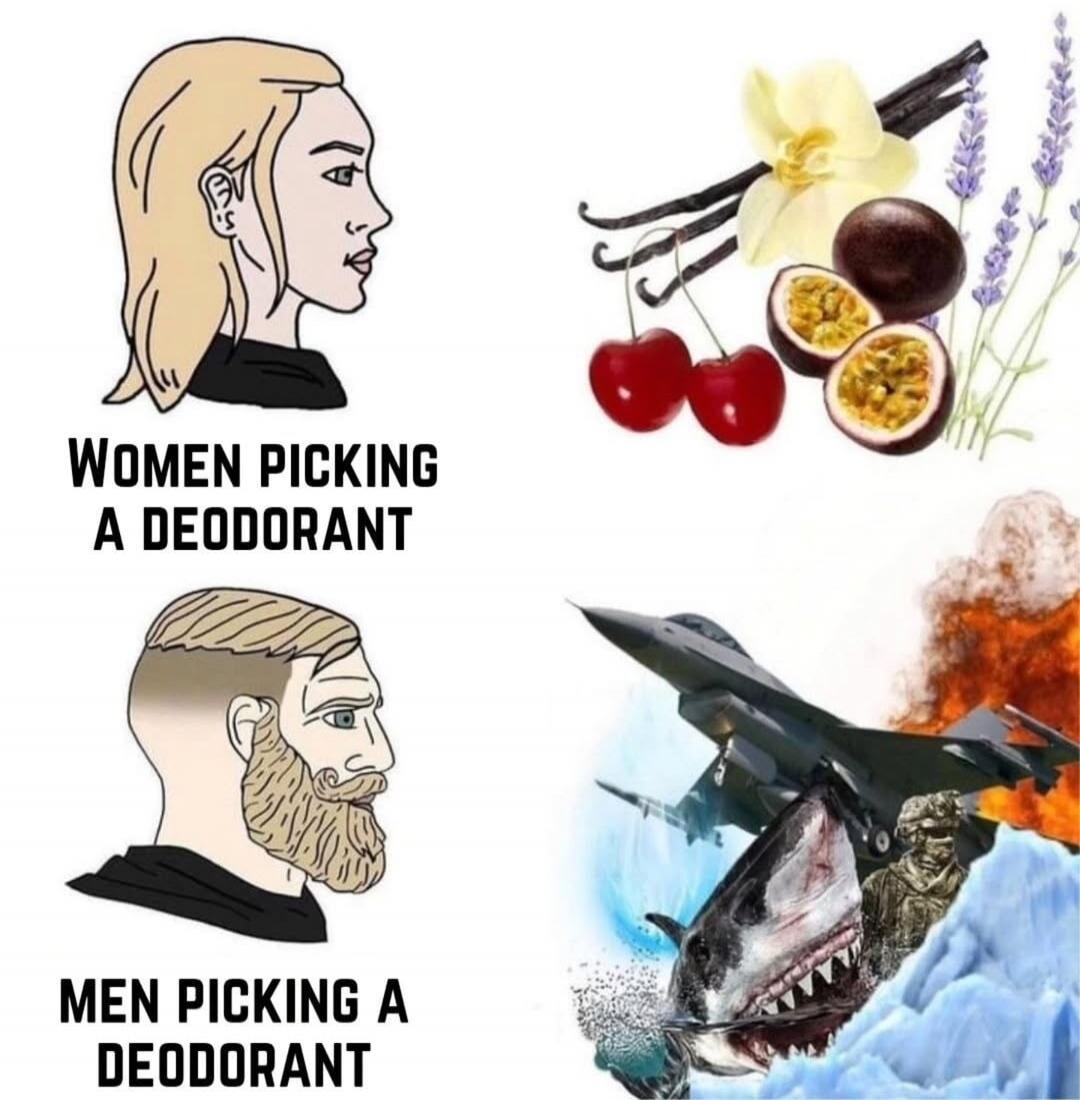 WOMEN PICKING A DEODORANT MEN PICKING A DEODORANT