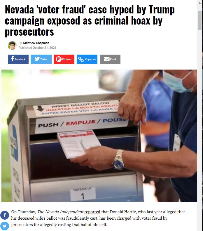 Nevada voter fraud case hyped by Trump campaign exposed as criminal hoax by prosecutors P Rt 3 i decessed vifes bllot s frdolentycat hasbeen charged it voesfsud by g On Thursda The Nevads Independentcported that Donald Harlewho lat year allegedthat presecuorsfor cdt casingthat bale sl