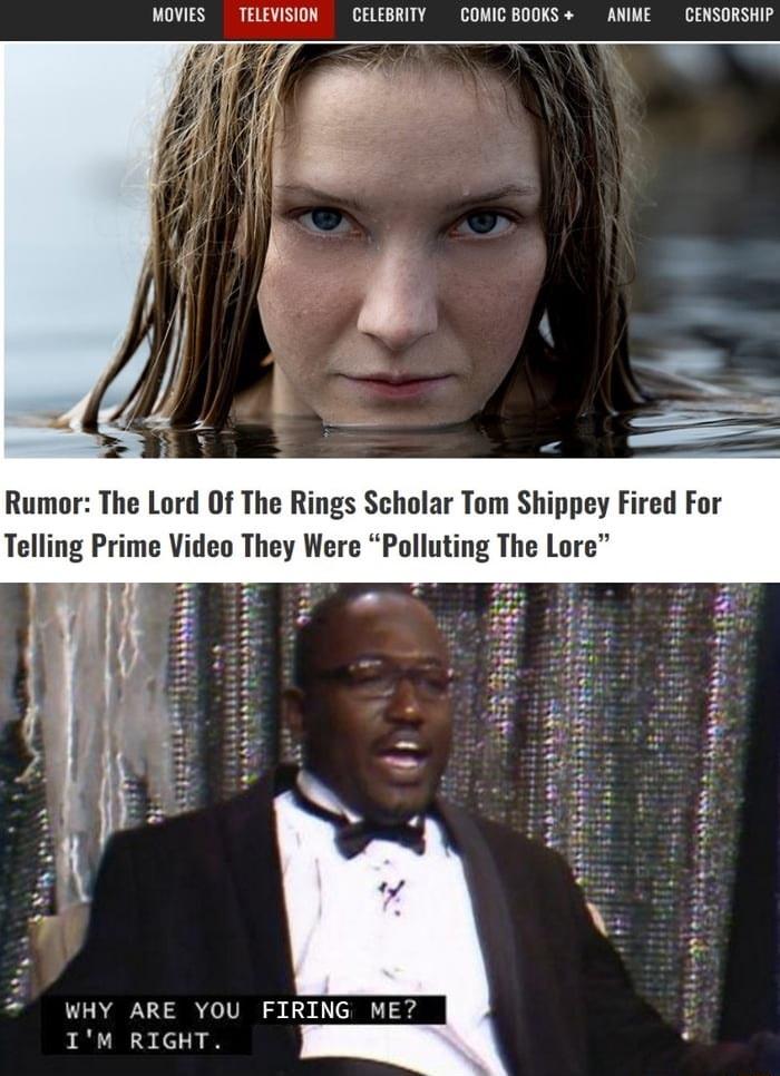 MOVIES TELEVISION CELEBRITY COMICBOOKS AMIME CENSORSHIP Rumor The Lord Of The Rings Scholar Tom Shippey Fired For Telling Prime Video They Were Polluting The Lore WHY ARE YOU FIRING ME IM RIGHT