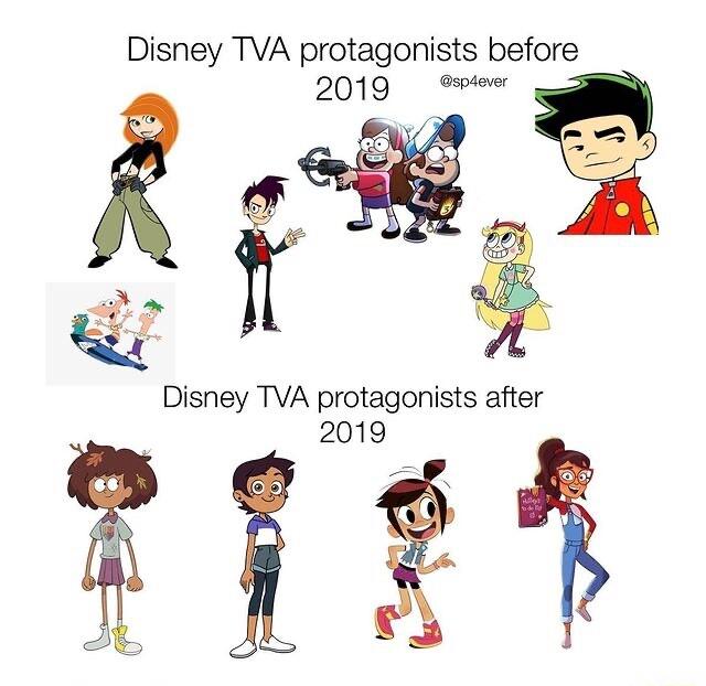 Disney TVA protagonists before 2019 e P X Disney TVA protagonists after