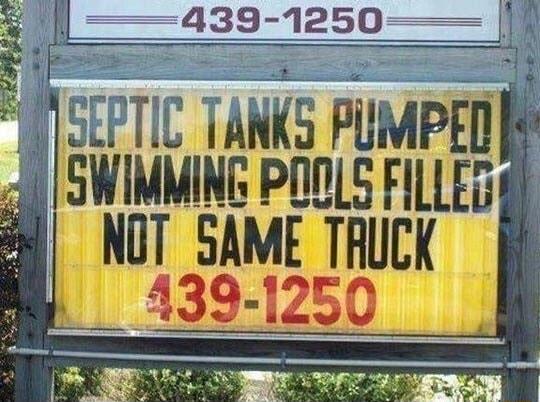 222 1250 I8 CEPTIC TANKG PUMPED g SWIMMING PODLS FILLEG l NOT SAME TRUCK 4301250
