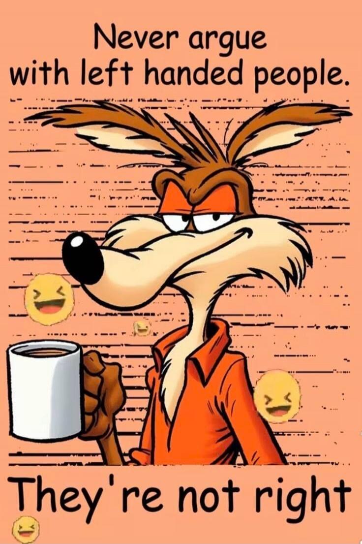 Never argue with left handed people. They're not right