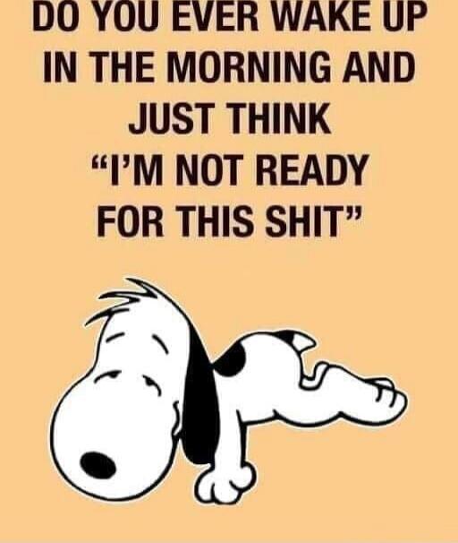 DO YOU EVER WAKE UP IN THE MORNING AND JUST THINK “I'M NOT READY FOR THIS SHIT”