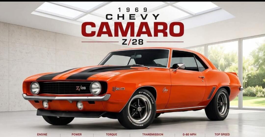 1969 Chevy Camaro Z/28. Engine, Power, Torque, Transmission, 0-60 MPH, Top Speed.