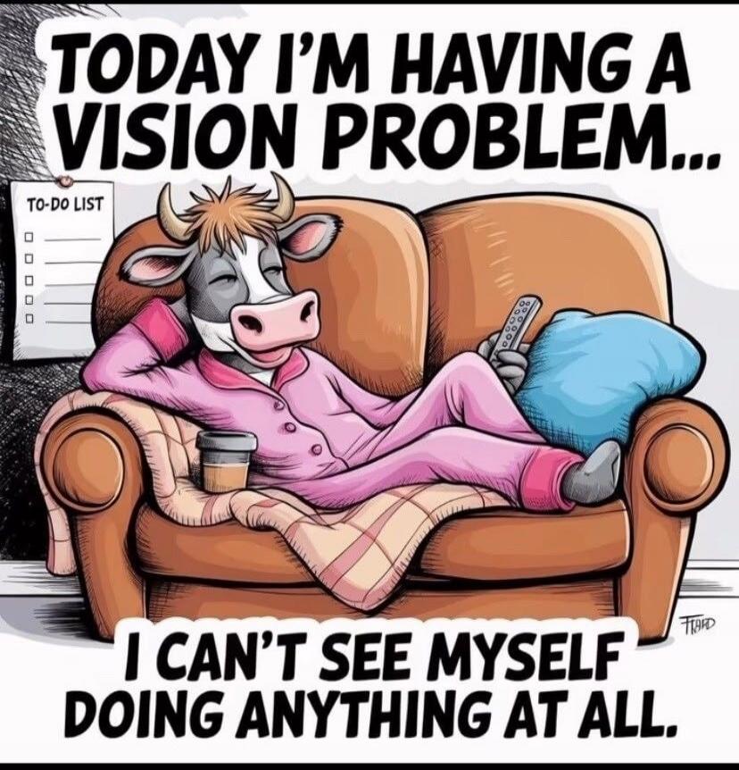 TODAY I'M HAVING A VISION PROBLEM... I CAN'T SEE MYSELF DOING ANYTHING AT ALL. TO-DO LIST