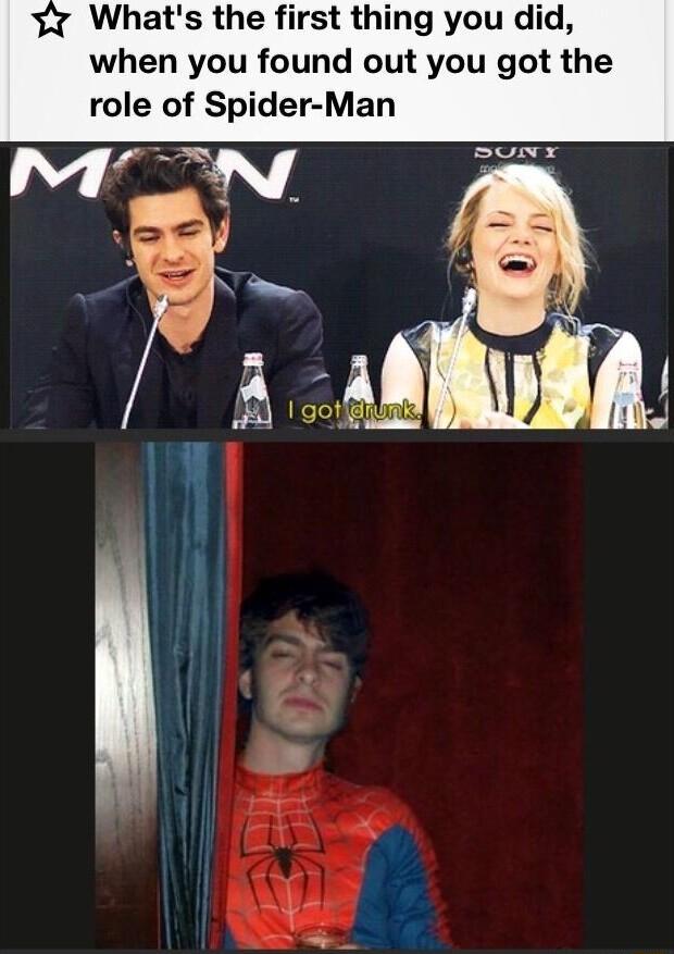 v Whats the first thing you did when you found out you got the role of Spider Man