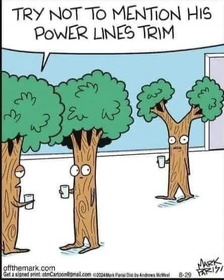 TRY NOT TO MENTION HIS POWER LINES TRIM