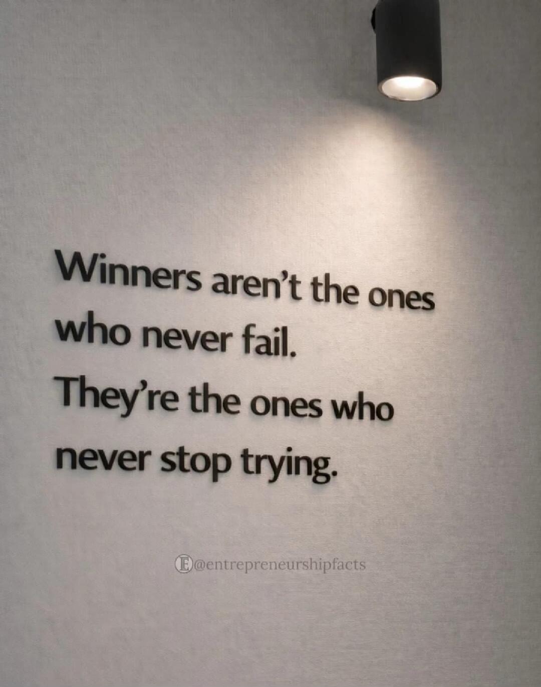 Winners aren't the ones who never fail. They're the ones who never stop trying.