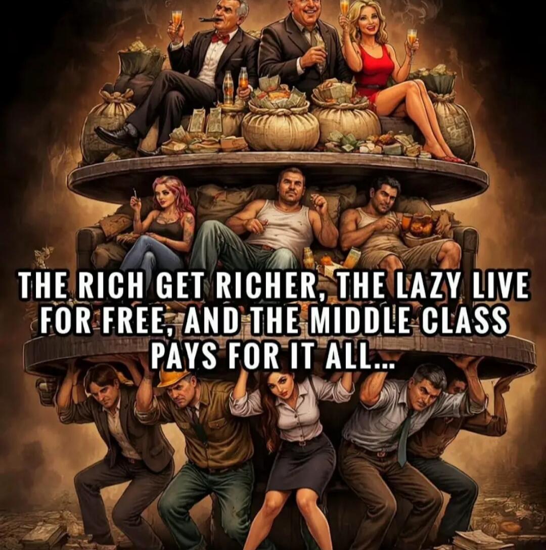 THE RICH GET RICHER, THE LAZY LIVE FOR FREE, AND THE MIDDLE CLASS PAYS FOR IT ALL...