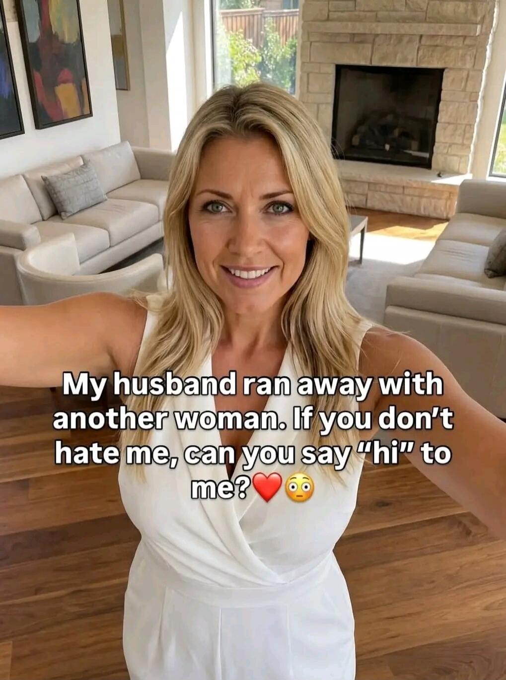 My husband ran away with another woman. If you don't hate me, can you say 